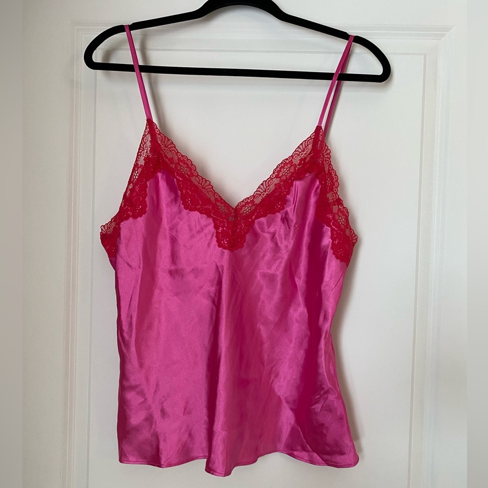 Linea Donatella Hot Pink and Red Satin Camisole